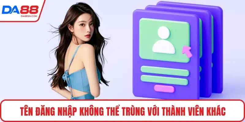 Tên đăng nhập không thể trùng với thành viên khác Tên đăng nhập không thể trùng với thành viên khác